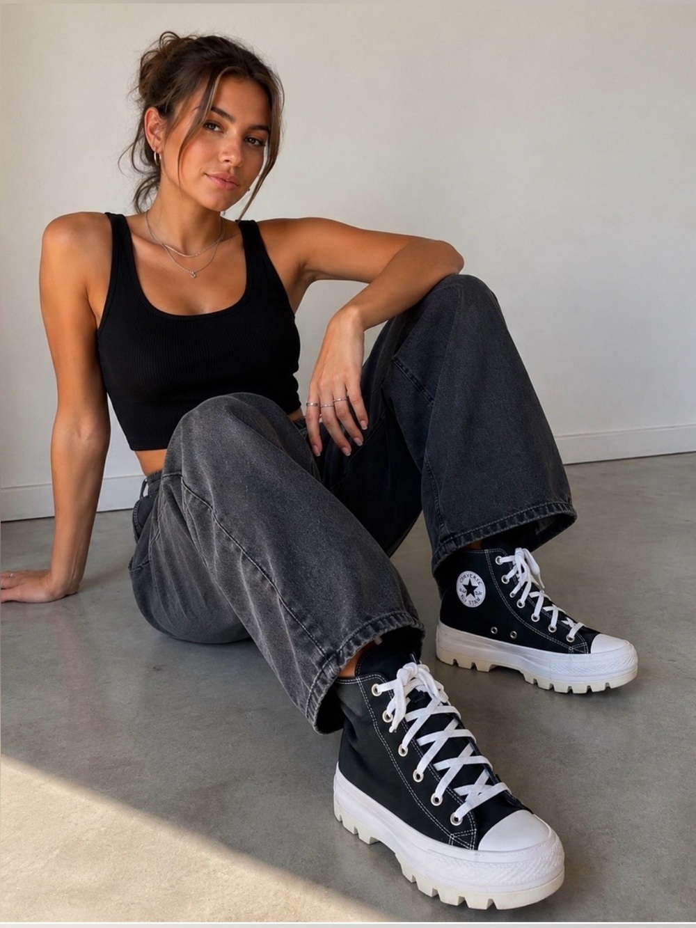Converse Chuck Taylor All Star Lugged High Top Platform Sneakers Black White 8
